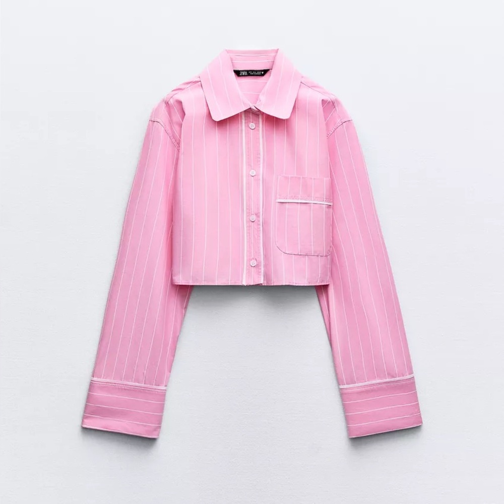 Zara cropped poplin shirt
